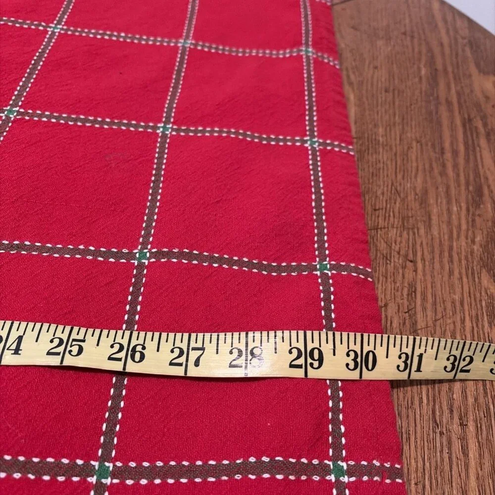 Vintage Red Tartan Plaid Tablecloth Cotton Colorful Holiday Cottagecore 48X60